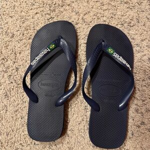 Havaianas Navy Flip Flops with Brazilian Logo